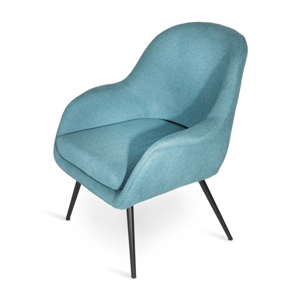 Nefis - Metal Legs Lounge Chair Sky Blue Fabric by Alankaram