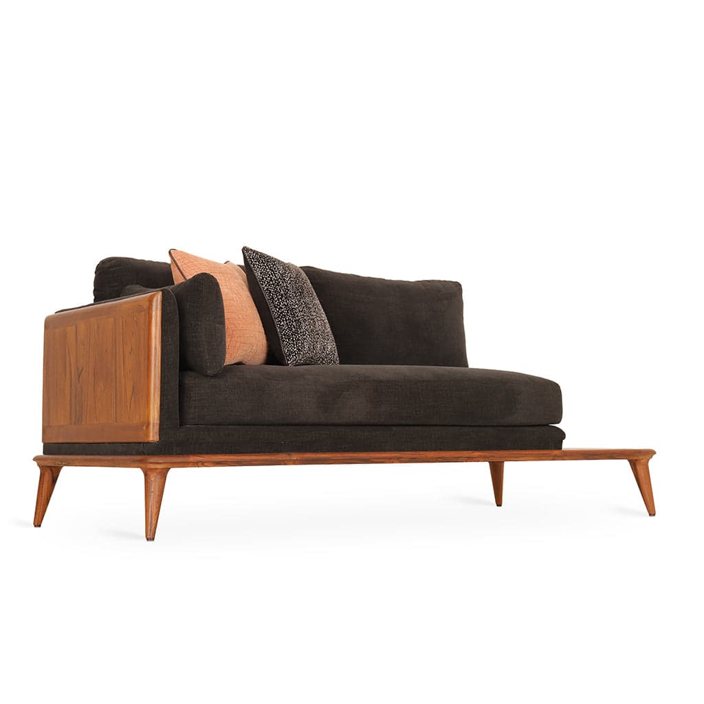Mysig - Two Seater Teak Sofa, One side Armrest by Alankaram
