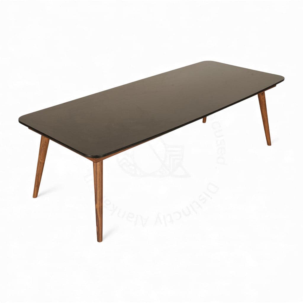 Ambu - Six Seater Teak Dining Table, Stone top by Alankaram