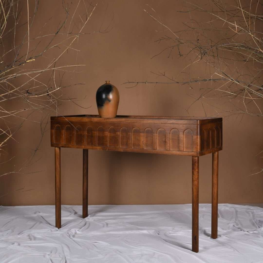 Dome Mango Wood Console Table by Opaque studio