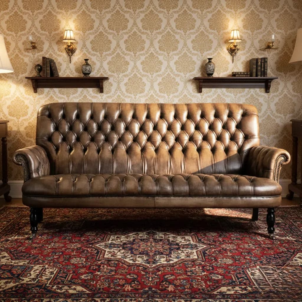 Alton Vintage Leather 3- Seater Sofa by Homes of Rajasthan