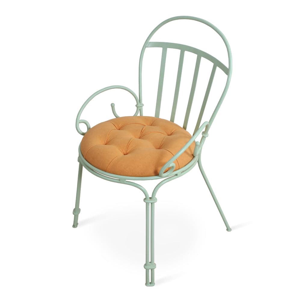 Kaba - Metal Dining Chair with Armrest, Upholstered Seat by Alankaram