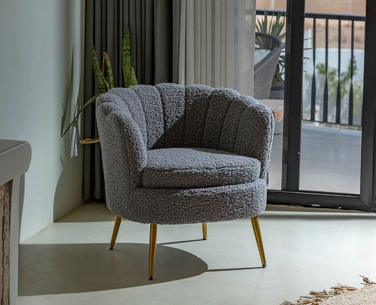 Alder Arbor Armchair – Modern Upholstered Dining Chair for Home & Café - (Grey) by Furniselan
