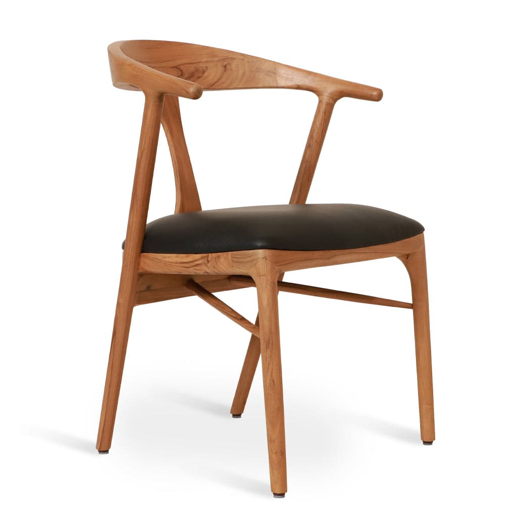 Ploot - Teak Dining Chair, Upholstered Seat 4 by Alankaram