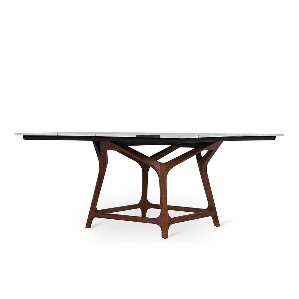 Dolgu - Eight Seater Teak Dining table, Dual Tone Stone Top by Alankaram