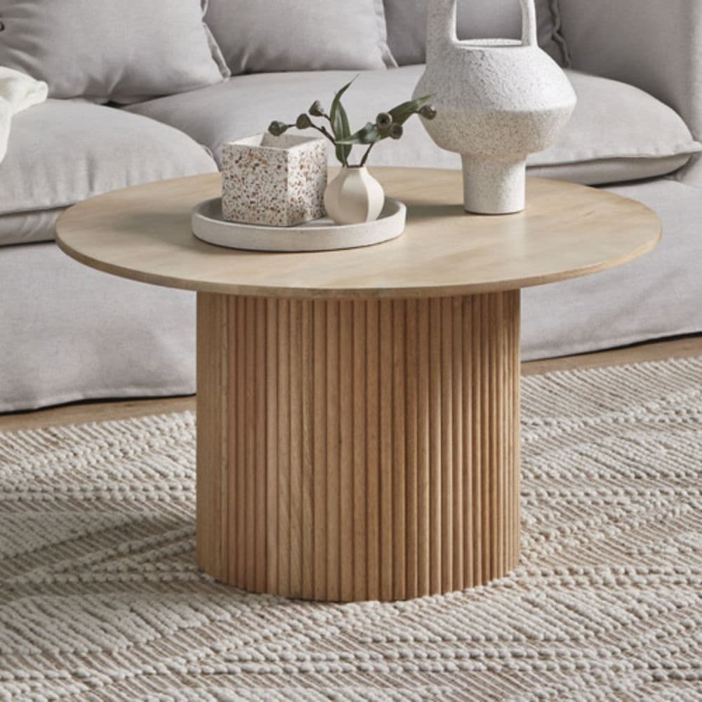 Round Mango Wood Coffee Table for Living Room | Furnhands by Furnhands