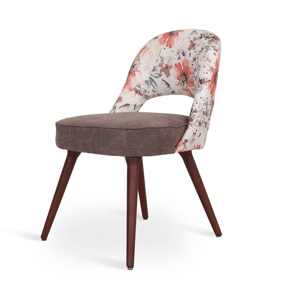 Kiero - Ash/Oak/Beech Dining Chair, Stained, Brow, Printed Fabric by Alankaram