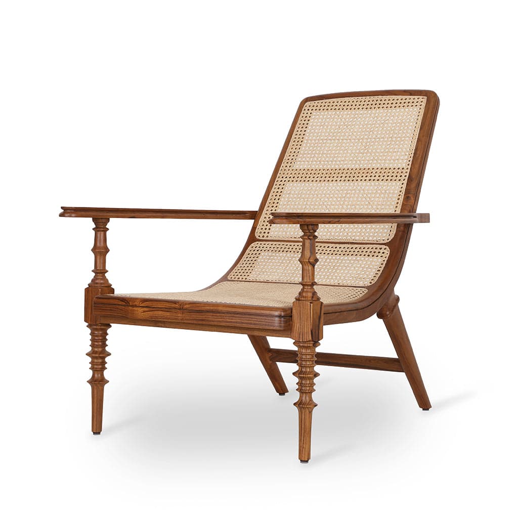 Klid - Teak-Rattan Lounge Chair by Alankaram