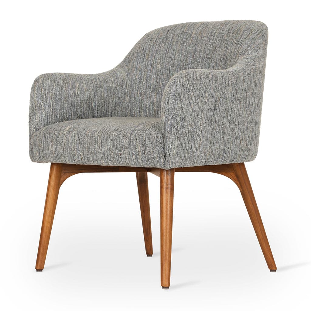 Aavaha - Teak Legs Dining Chair, Grey Fabric by Alankaram
