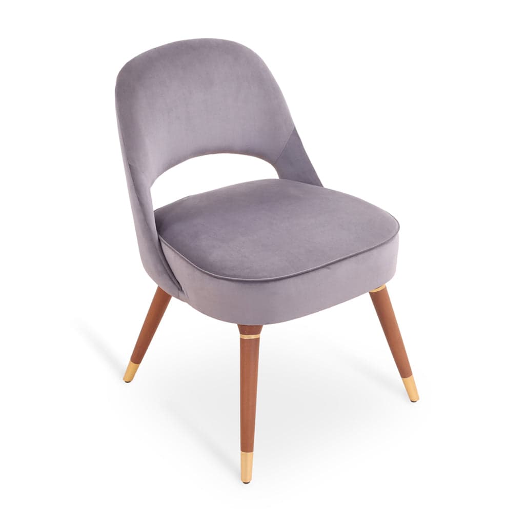 Kiero -Ash/Oak/Beech Dining Chair, Stained, Gold Accentuation, Magenta color Fabric by Alankaram