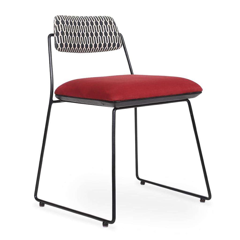Minik - Metal Dining Chair, Ash/Oak/Beech Base, Stained, Upholstered Seat & Back 4 by Alankaram