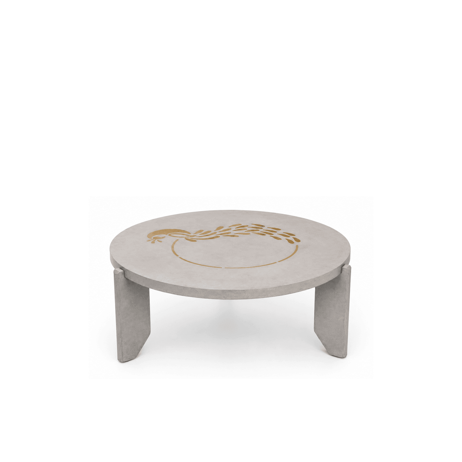 Concrete Furniture : Concrete Coffee Table with Modern Brass Inlay Artwork by Vakr