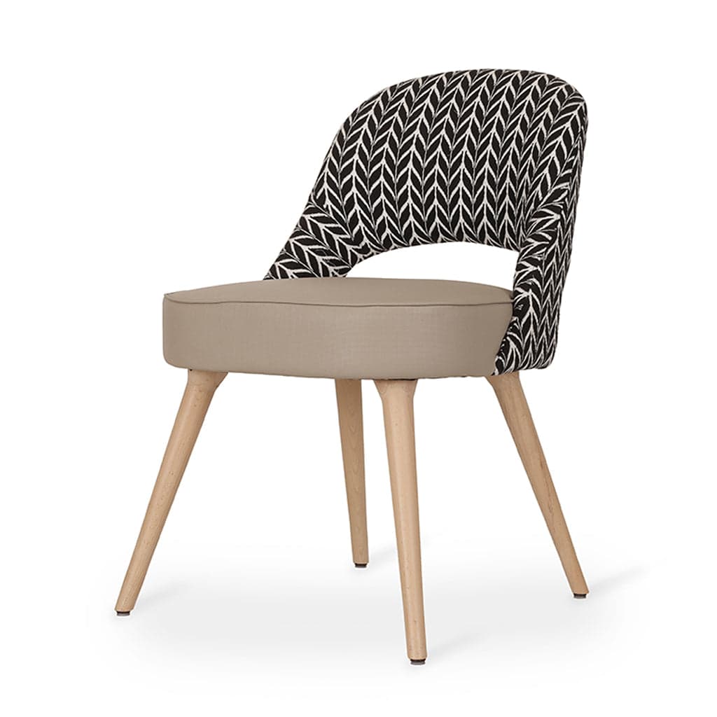 Kiero - Ash/Oak/Beech Dining Chair Beige Leather, Black Printed by Alankaram