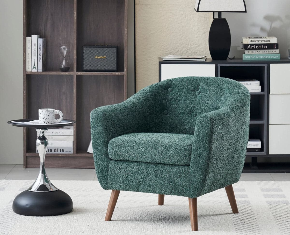 Felix Faux Chair – Modern Upholstered Dining Chair for Home & Café - (Green) by Furniselan