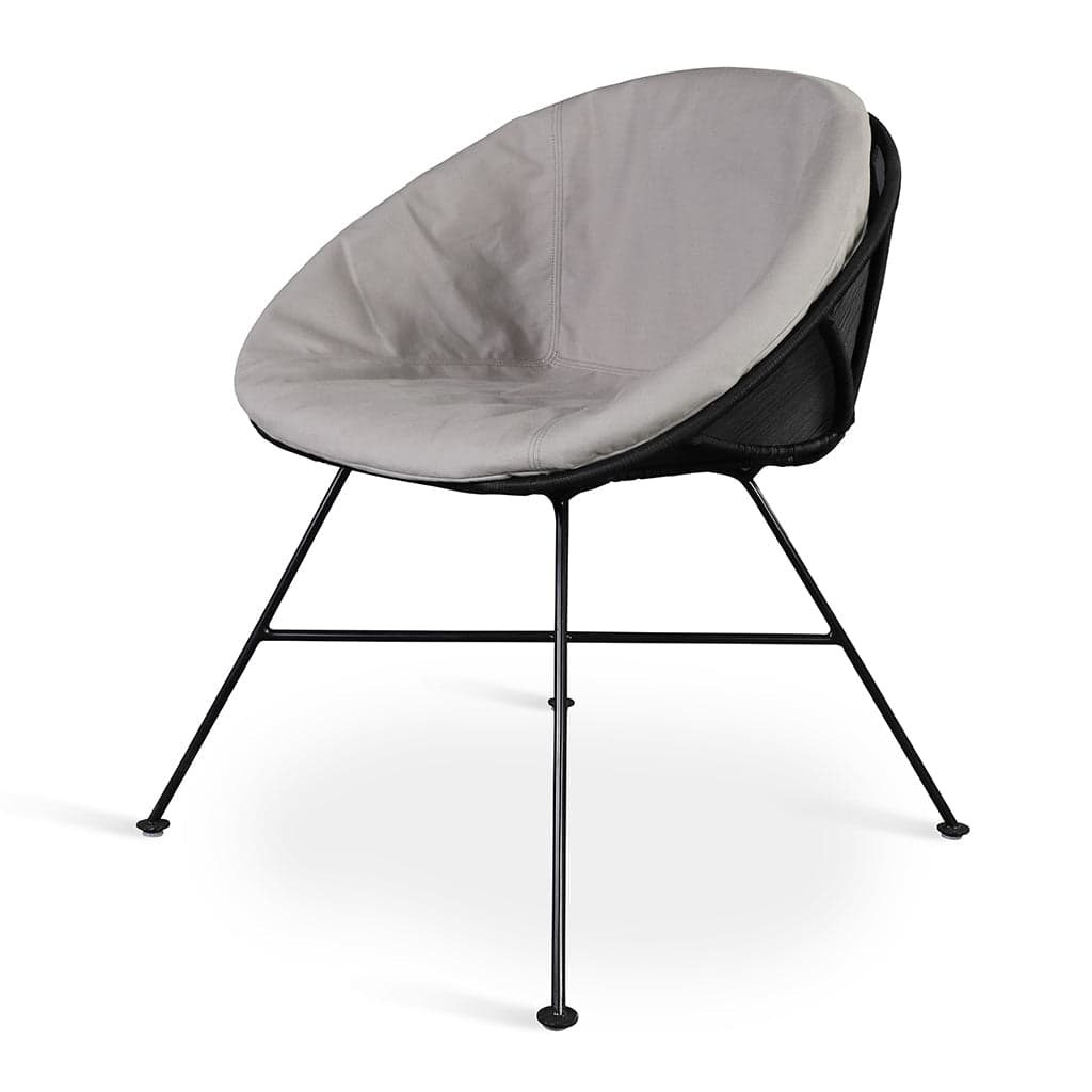 Orgu - Metal Dining Chair, Woven & Loose Upholstered, Off White Fabric by Alankaram
