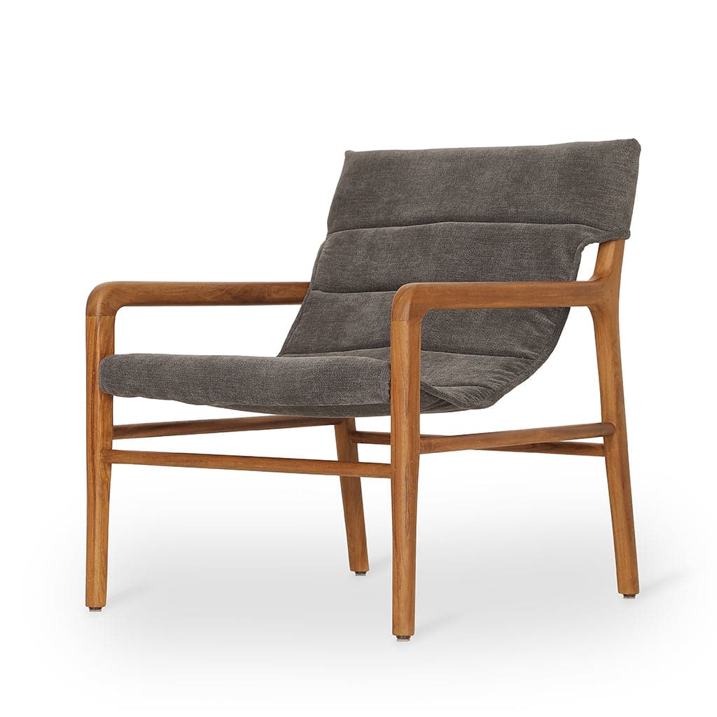 Ostry - Teak Lounge Chair, Grey Fabric by Alankaram