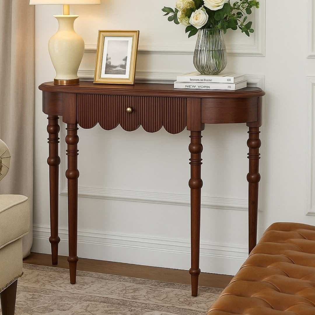 Veyora Handcarved Console Table – Solid Mango Wood Console for Entryway by Wooden Slice