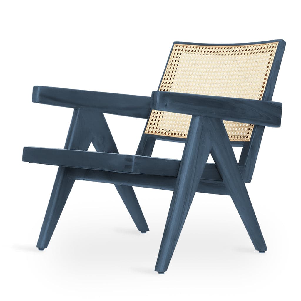 Jeanneret - Ash/Oak/Beech- Rattan Lounge Chair, Stained by Alankaram