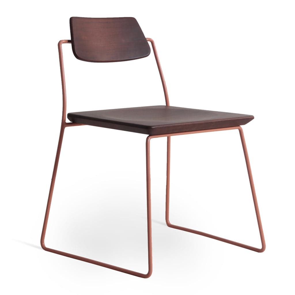Minik - Metal Dining Chair, Ash/Oak/Beech Seat and back, Stained by Alankaram