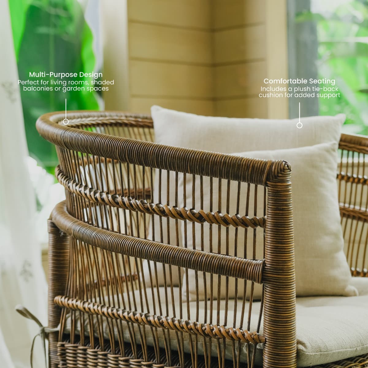 Nirvana Cane Lounge Chair - Natural by Dtale Modern