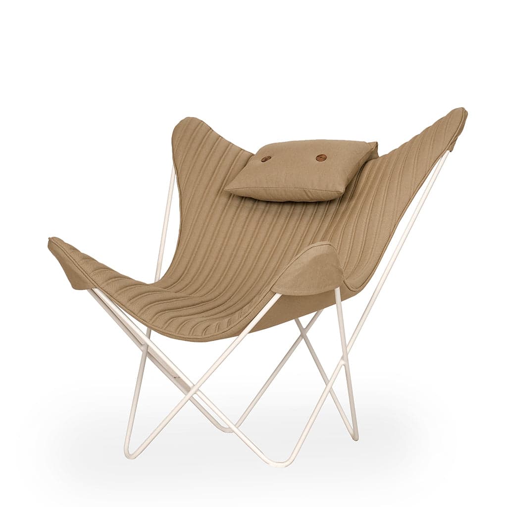 Kabo - Metal Lounge Chair Beige Leather by Alankaram