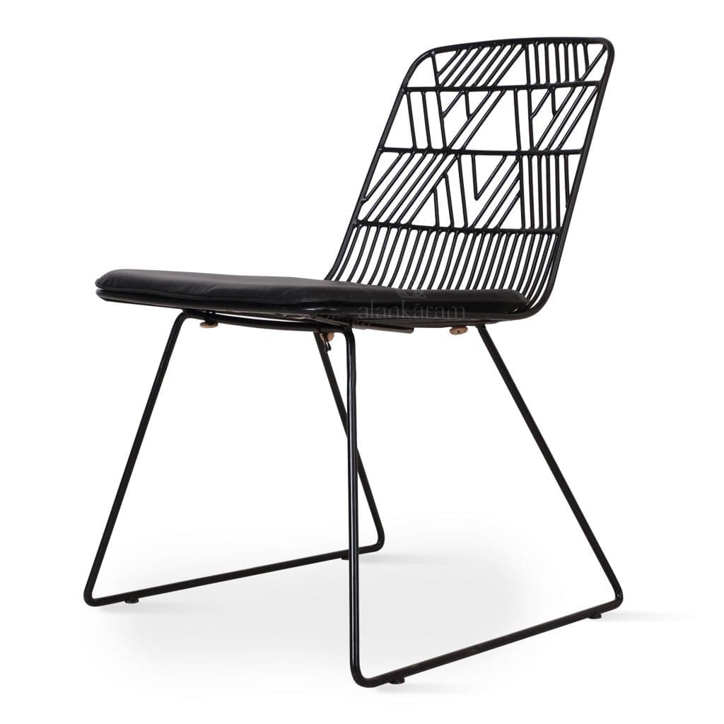 Poro - Metal Dining Chair, Upholstered Seat by Alankaram
