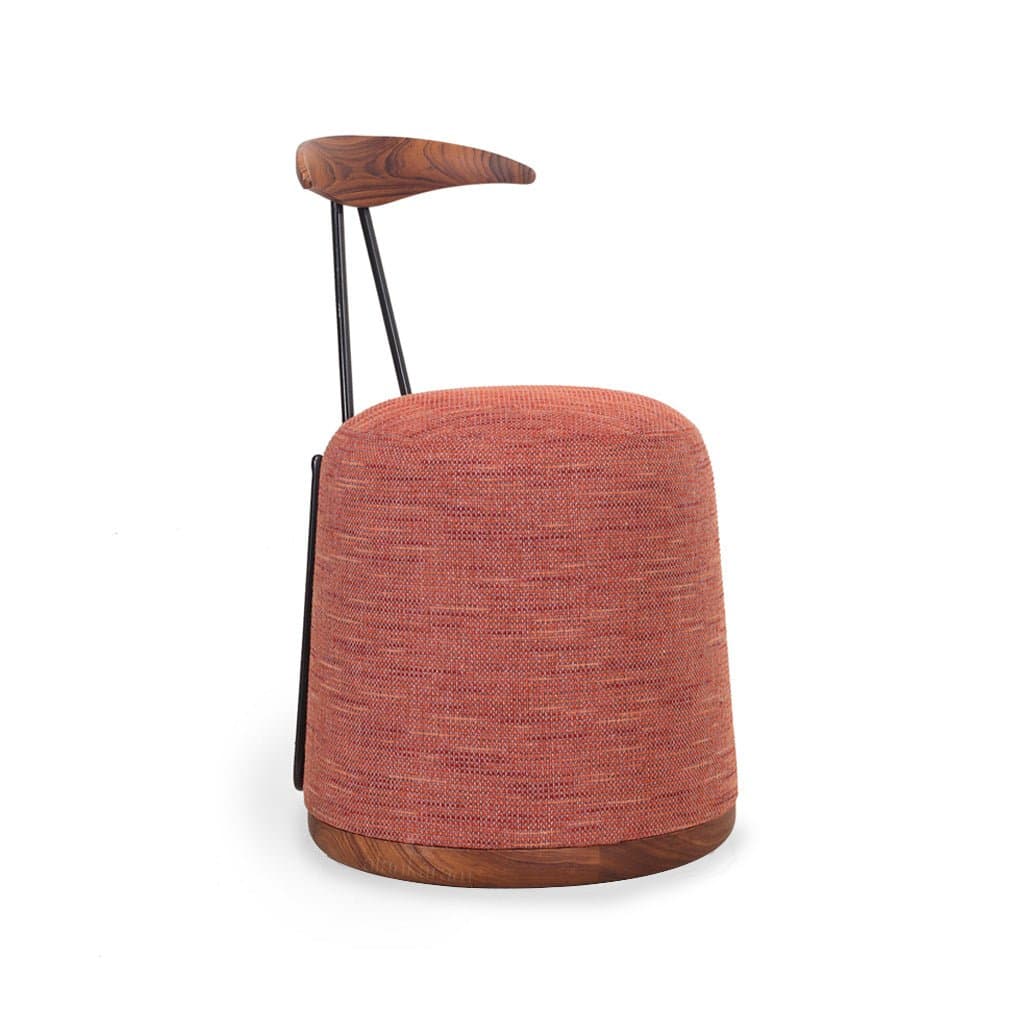 Credu - Teak Dining Chair, Red Fabric 2 by Alankaram