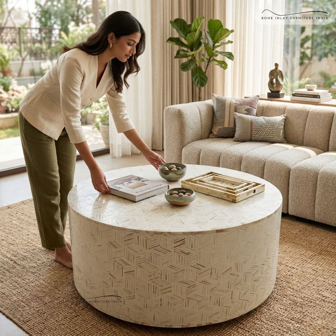 Mother Of Pearl Center Table 3 by Bone Inlay Furniture India