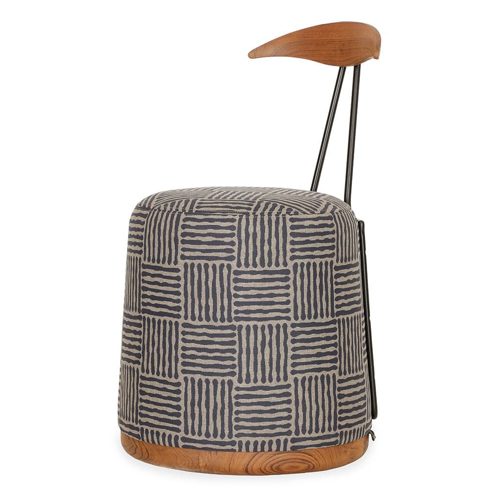 Credu - Teak Dining Chair, Black Printed Fabric by Alankaram