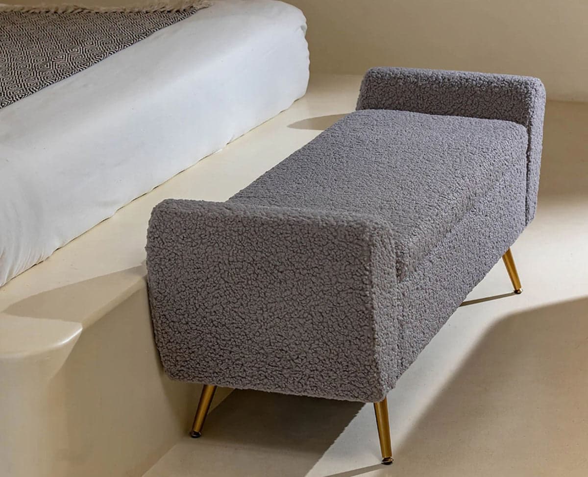 Paddington Polyester Storage Bench with Steel Legs - (Grey) by Furniselan
