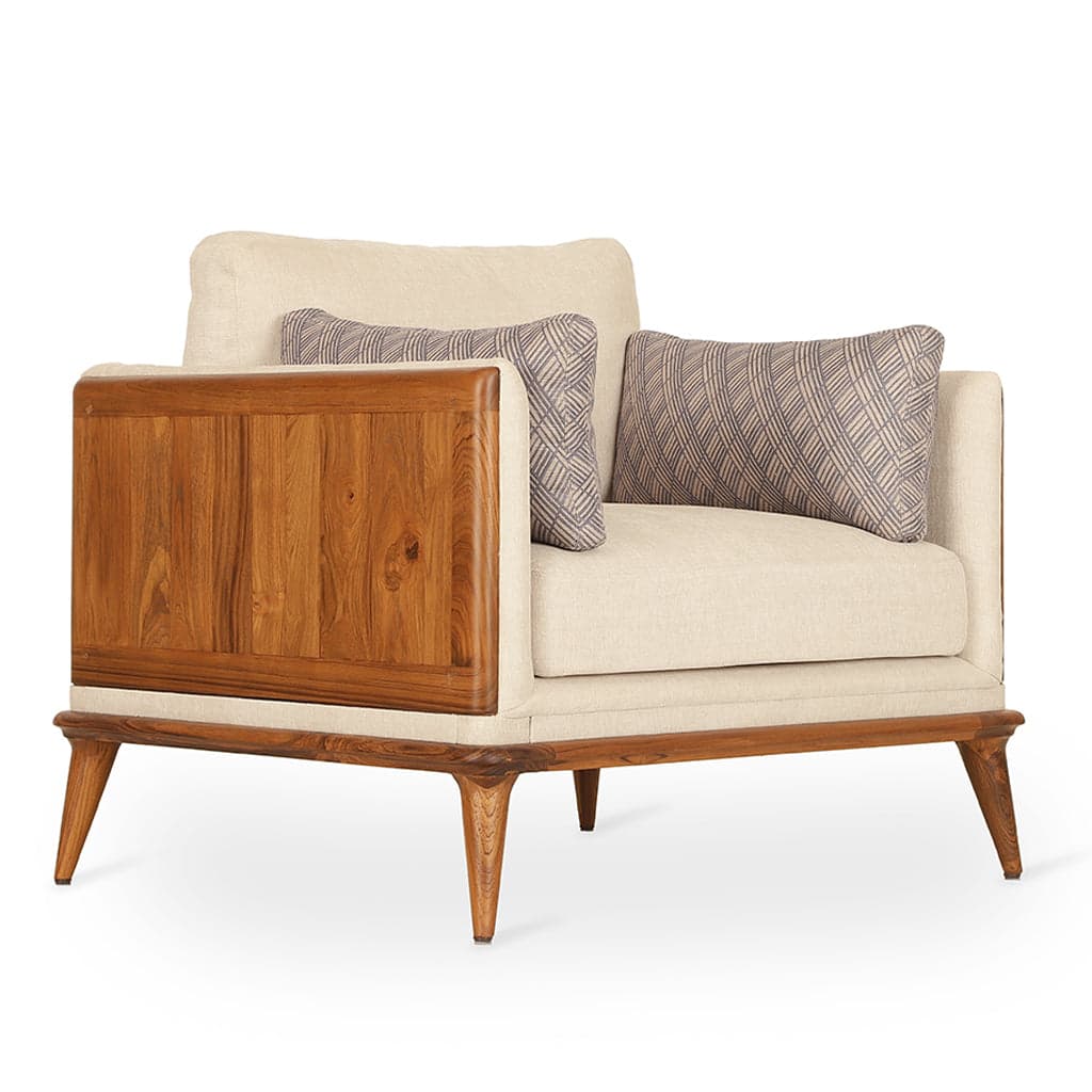 Mysig - Teak Club/Sofa Chair, Upholstered back 5 by Alankaram