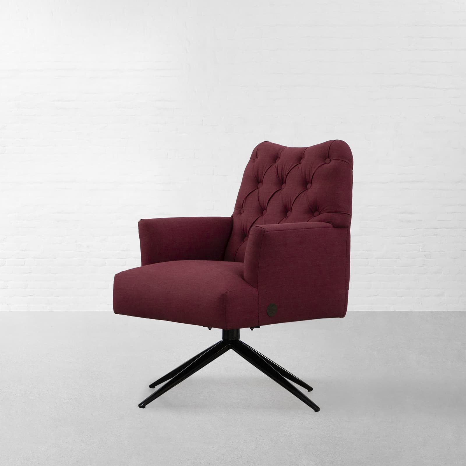 Milan Tufted Fabric Revolving Armchair by Gulmohar Lane