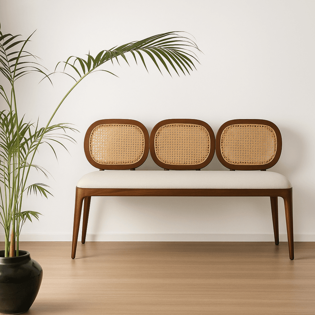 Lira Cane Bench by Opaque studio