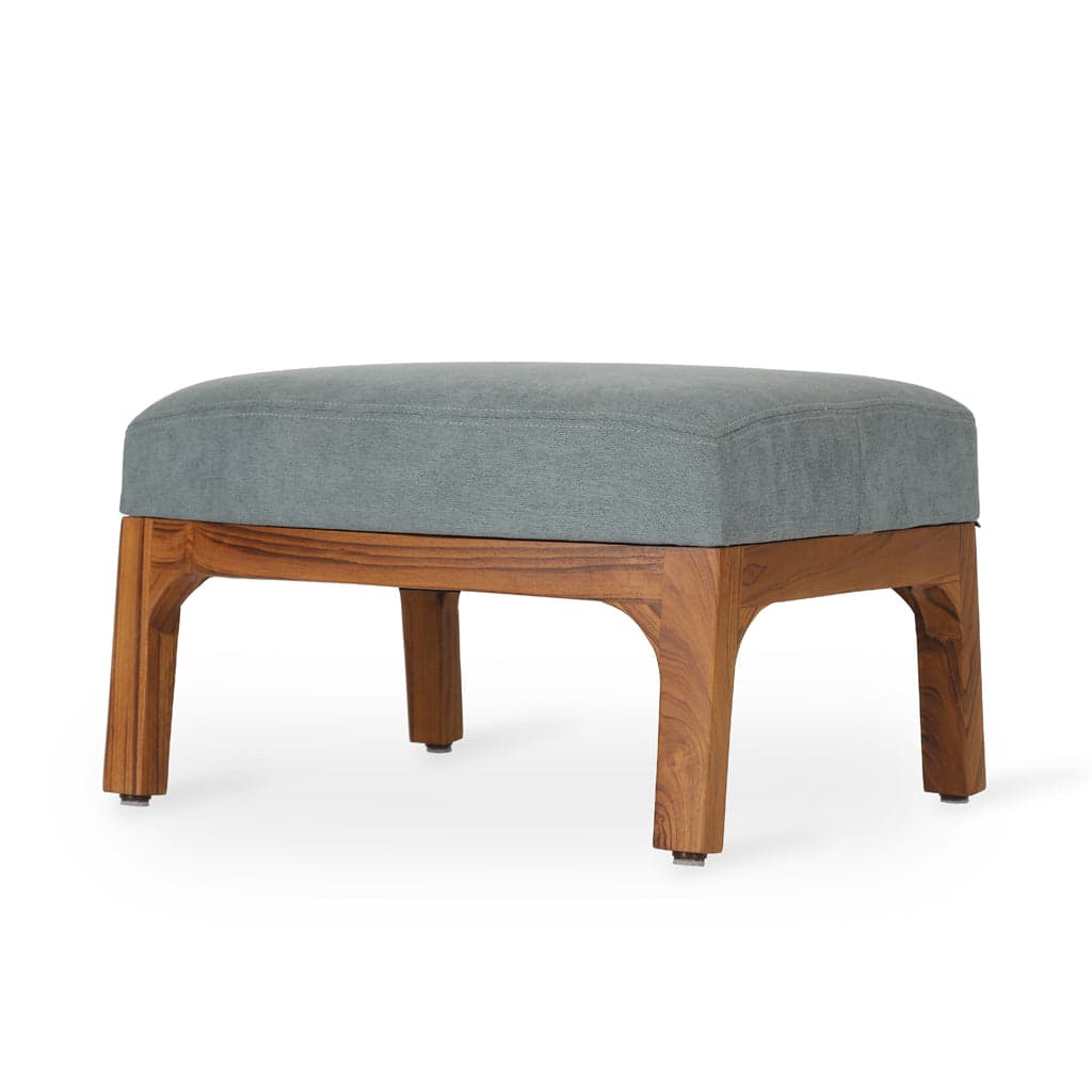 Toso - Footstool with Green Fabric 3 by Alankaram