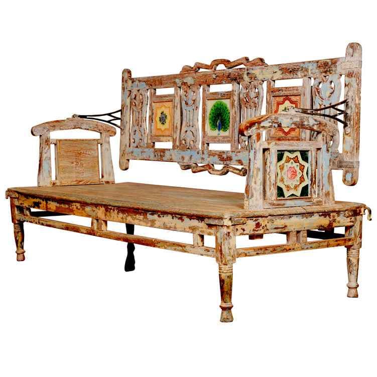 Tiya Teak Wood Tile Bench by The Artisania
