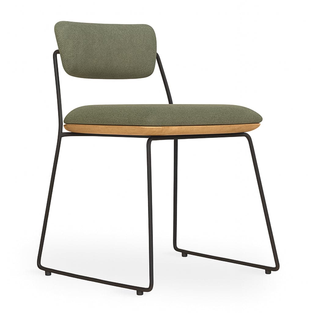 Minik - Metal Dining Chair, Ash/Oak/Beech Base, Upholstered Seat & Back by Alankaram