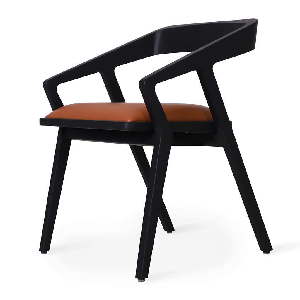 Casilla - Ash/Oak/Beech Dining Chair Wooden Back, Stained, Tan Leatherette by Alankaram