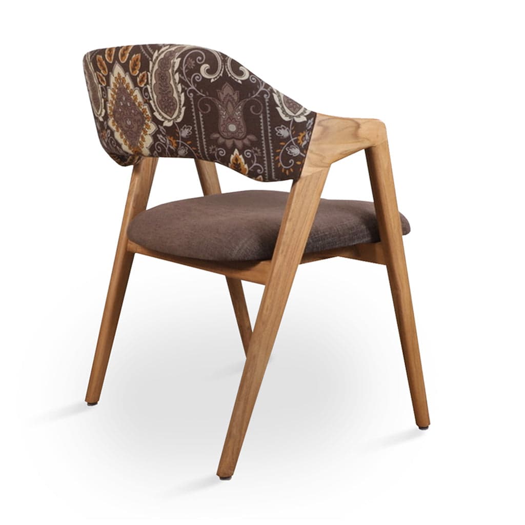 Ikkita - Ash/Oak/Beech Dining Chair, Brown, Printed Fabric by Alankaram