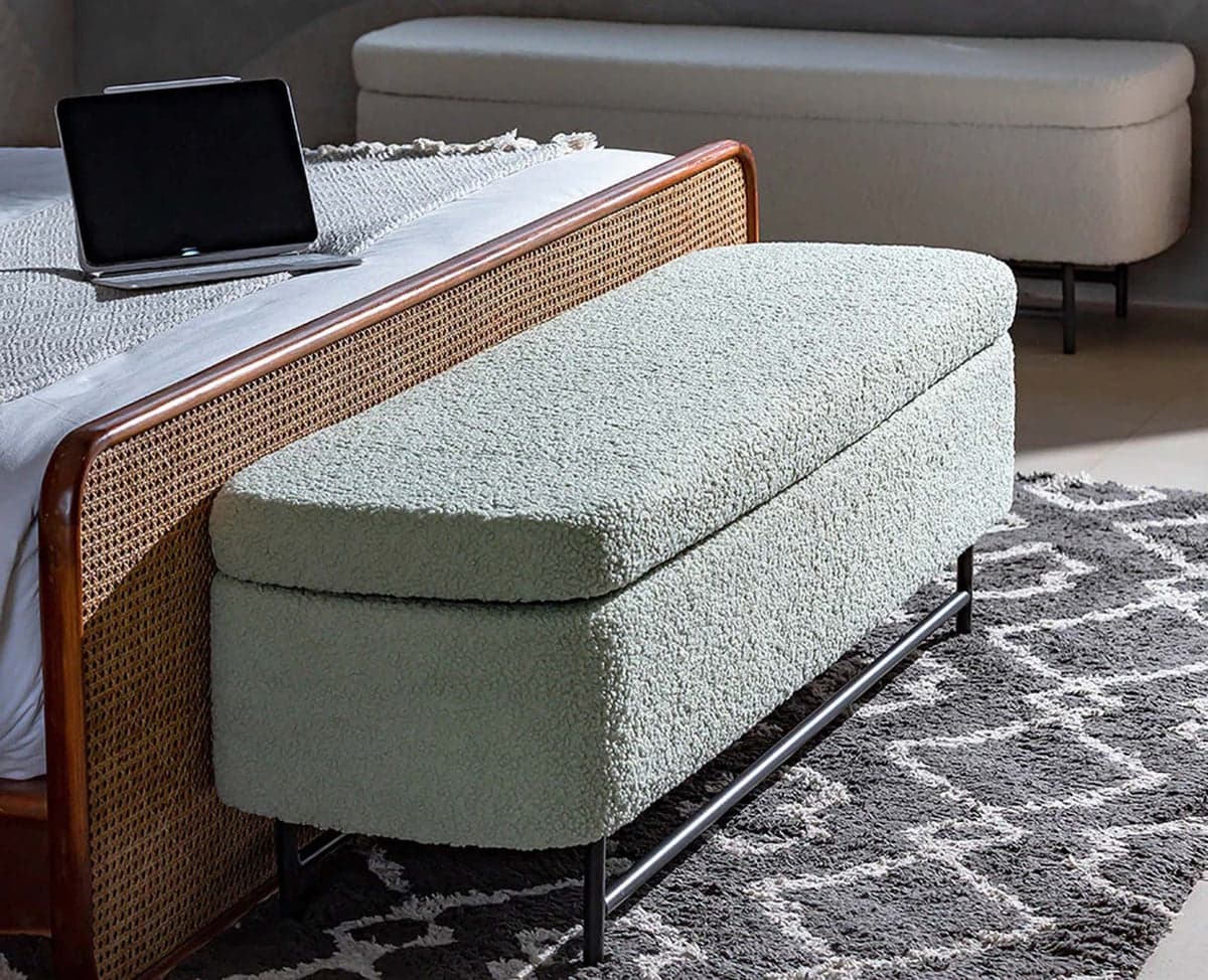 Sequoia Polyester Storage Bench with Steel Leg - (Green) by Furniselan