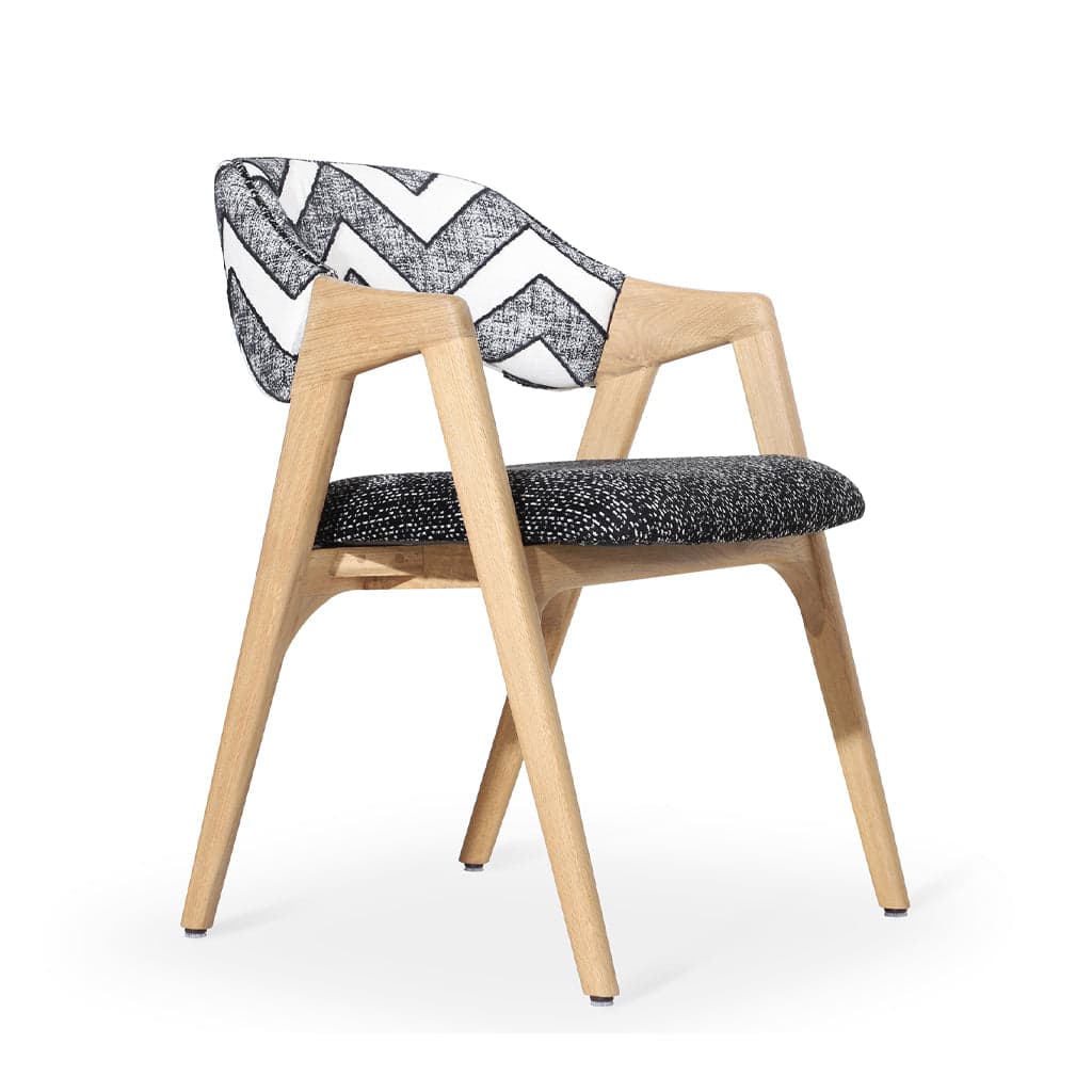 Ikkita - Ash/Oak/Beech Dining Chair, Black, White Printed by Alankaram