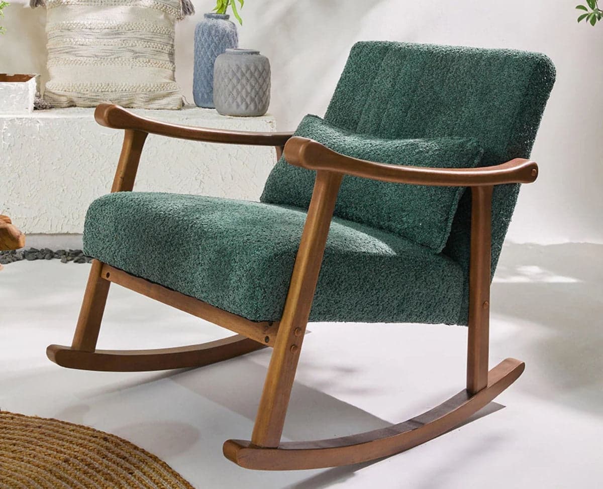 Margaret Wooden Rocking Chair - (Dark Green) by Furniselan