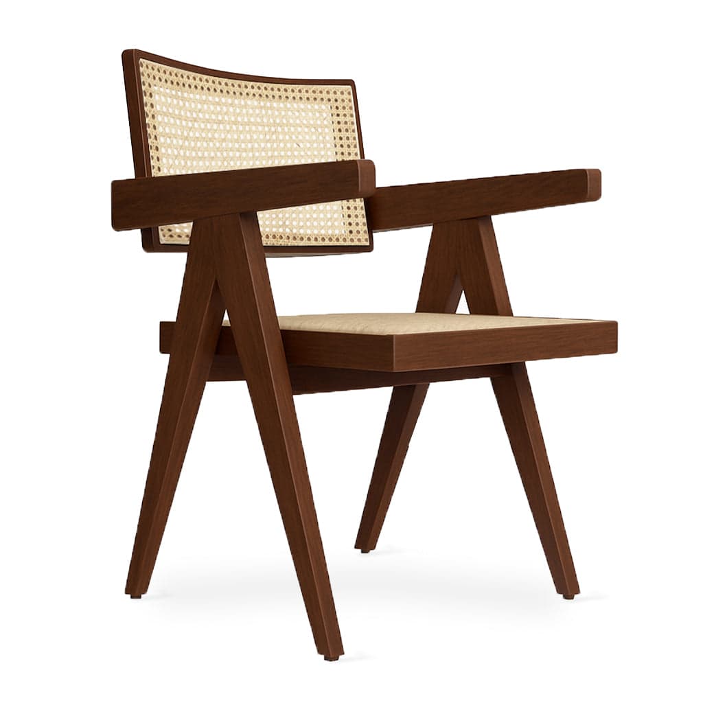 Jeanneret - Ash/Oak/Beech Dining Chair with Armrest, Stained by Alankaram