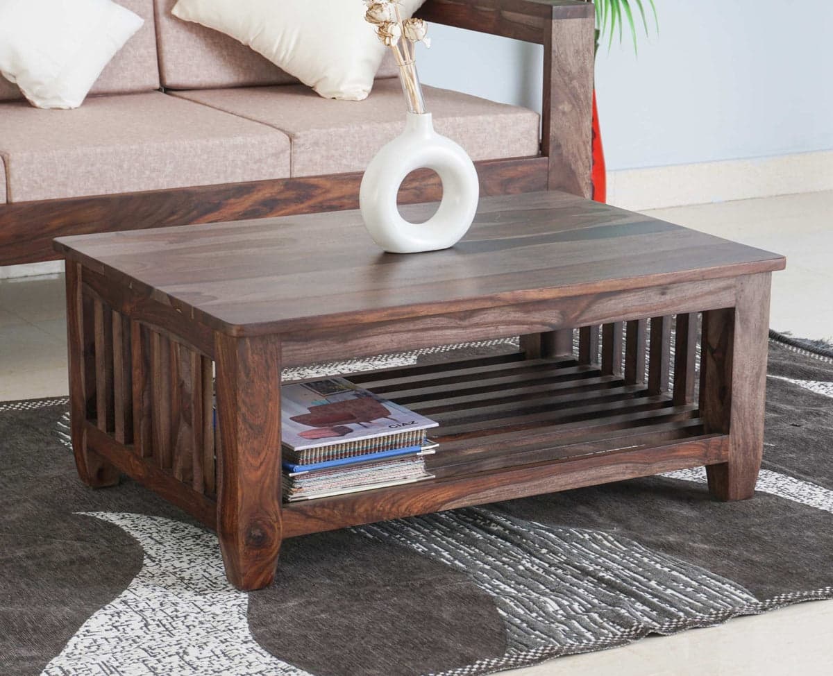 Cuttack Solid Wood Coffee Table - (Grey Finish) by Furniselan
