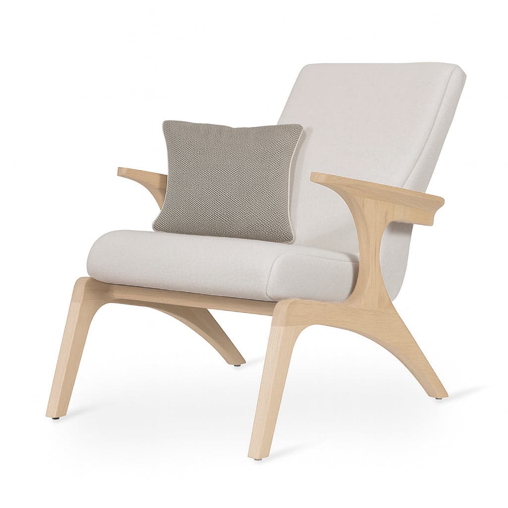 Piko -Ash/Oak/Beech Chair Beige Color Fabric by Alankaram