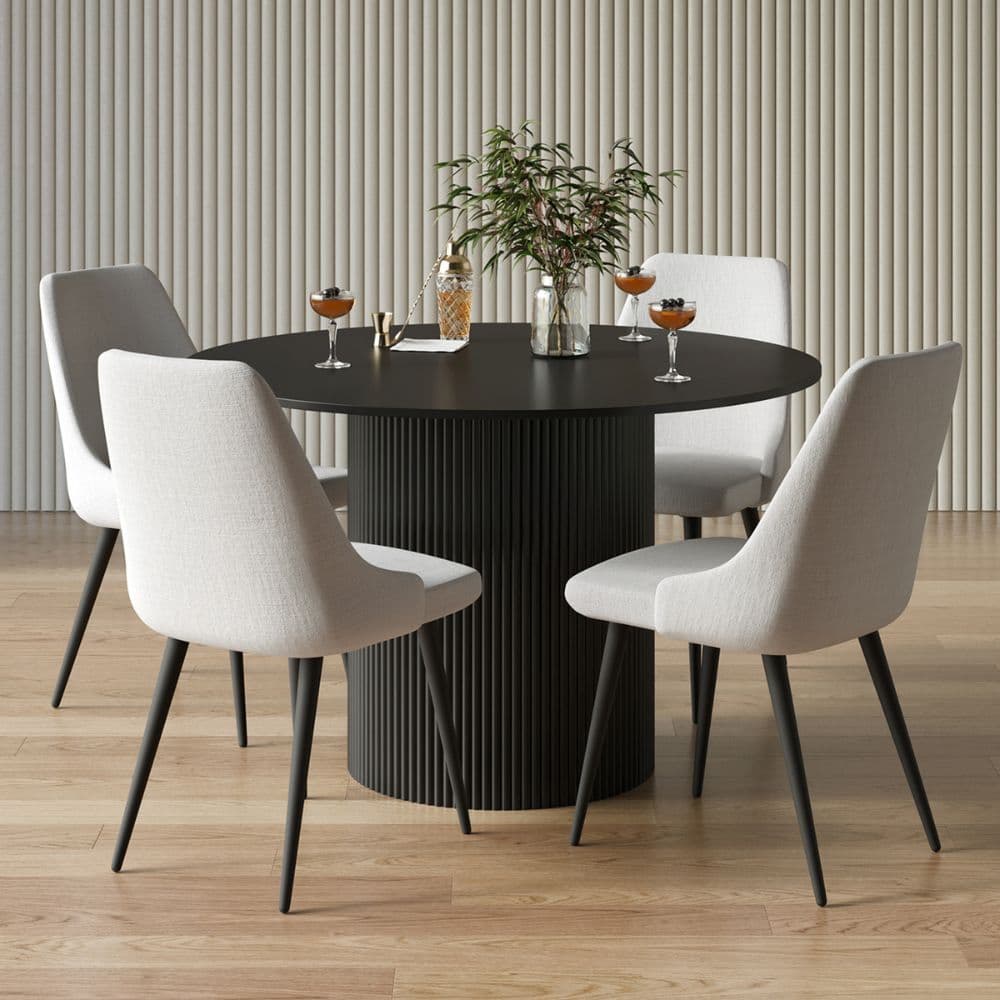 Ahmedabad Round Dining Table | Black Mango Wood Dining Table for Living Room – Furnhands by Furnhands