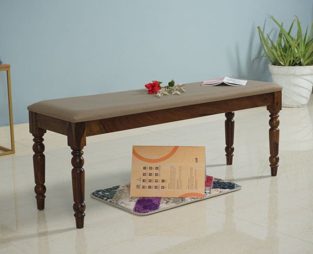 Madurai Sheesham Wood 3 Seater Dining Bench for Living Room - (Teak Finish) by Furniselan