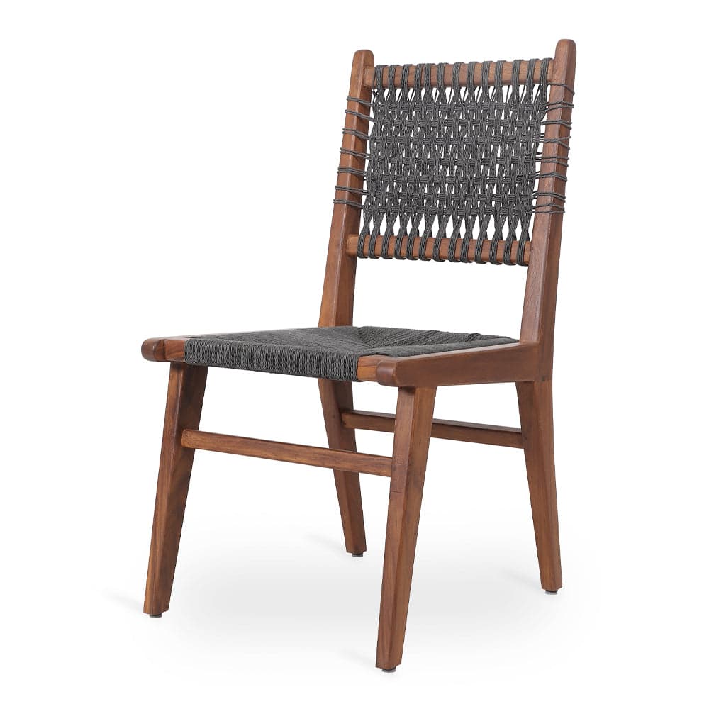 Asandi - Teak Dining Chair, Full Grey Woven by Alankaram