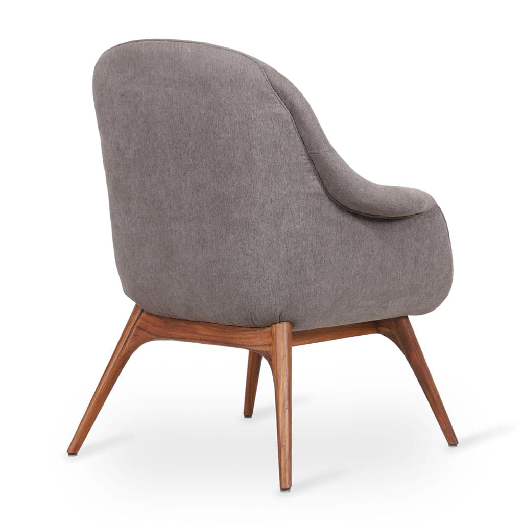 Nefis - Teak Lounge Chair, Grey Fabric by Alankaram