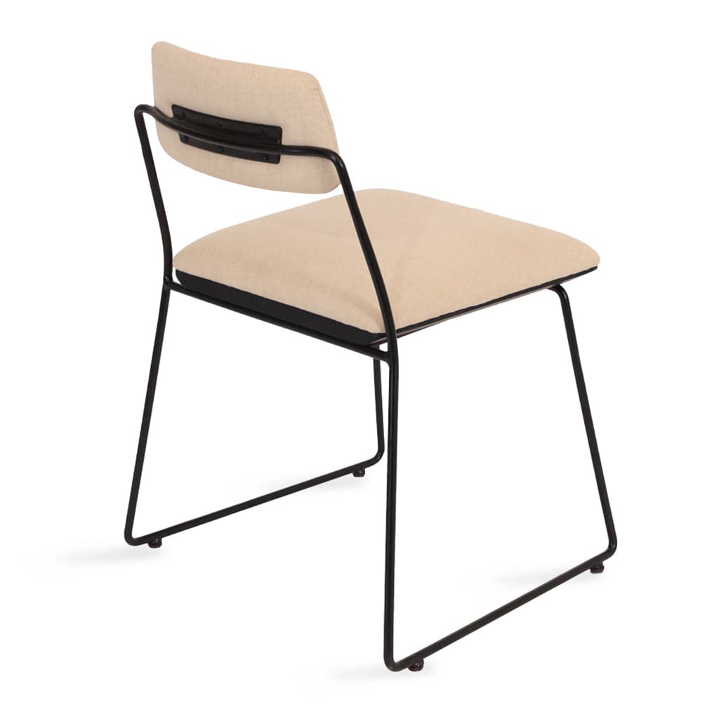 Minik - Metal Dining Chair, Ash/Oak/Beech Base, Stained, Upholstered Seat & Back by Alankaram