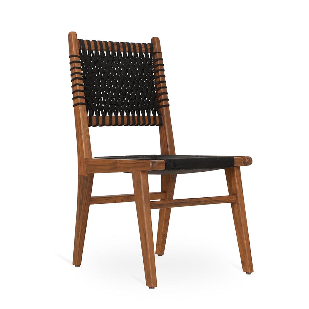 Asandi - Teak Dining Chair, Full Black Woven 2 by Alankaram